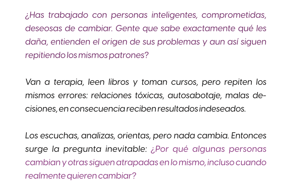 Es momento de un cambio — beneficios del curso