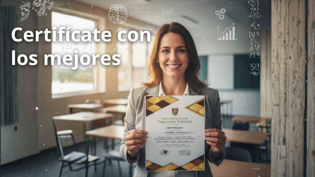 Docente certificada celebrando su diploma
